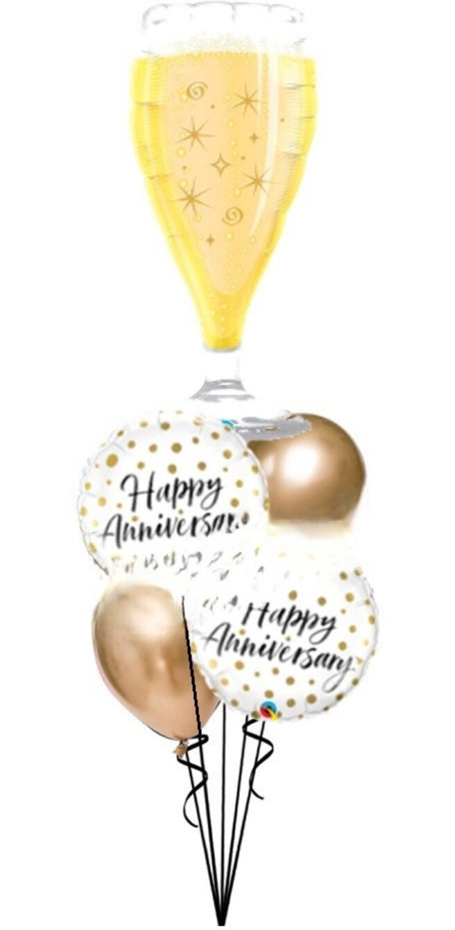 Golden Champagne Glass Anniversary Bouquet