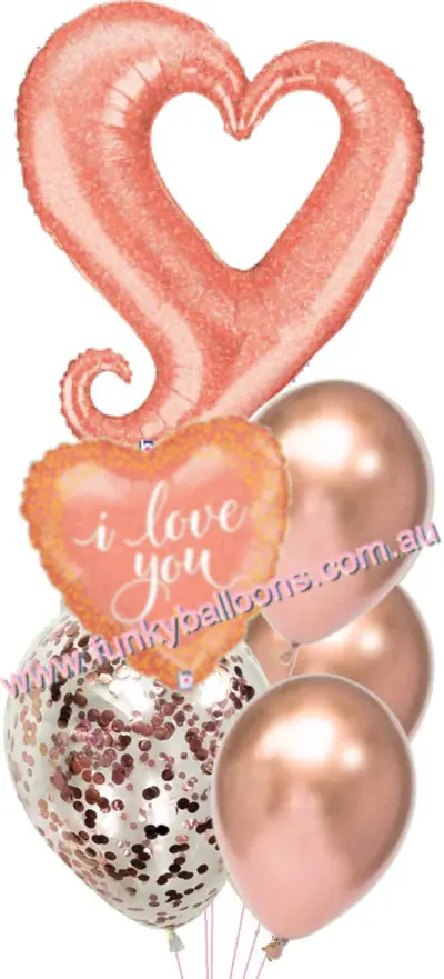 Rose Gold Chain of Hearts Sparkling Balloon Bouquet