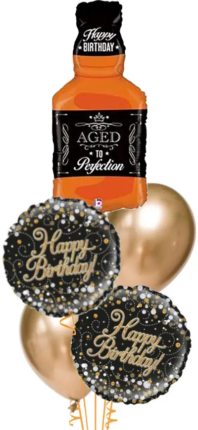 Aged to Perfection Whiskey Bottle Happy Birthday Bouquet