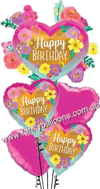 Painted Flowers + Hearts Birthday Bouquet