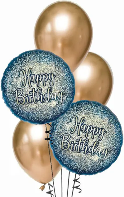 Navy + Gold Glitter Happy Birthday Bouquet
