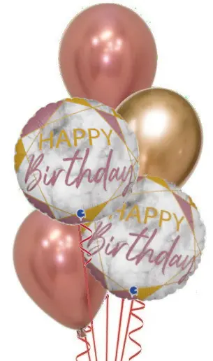 Marble Rose Gold + Chromes Happy Birthday Bouquet