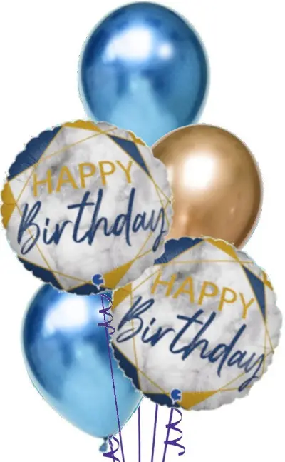 Marble Blue + Chromes Happy Birthday Bouquet