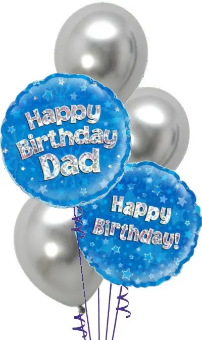 Happy Birthday Dad Blue + Silver Bouquet