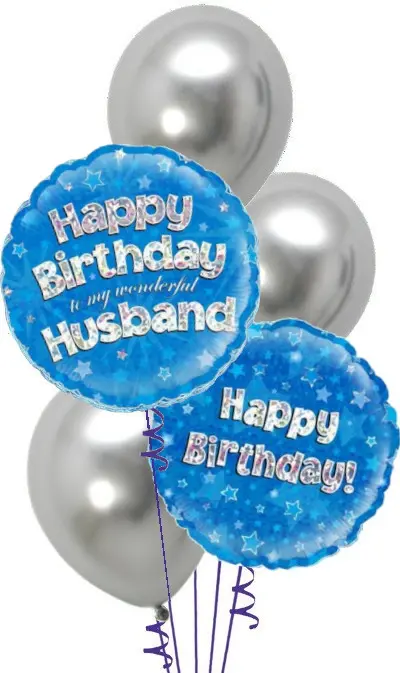 Happy Birthday Husband Blue + Silver Bouquet