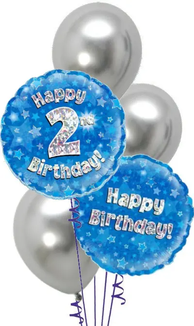 2nd Blue + Silver Birthday Bouquet