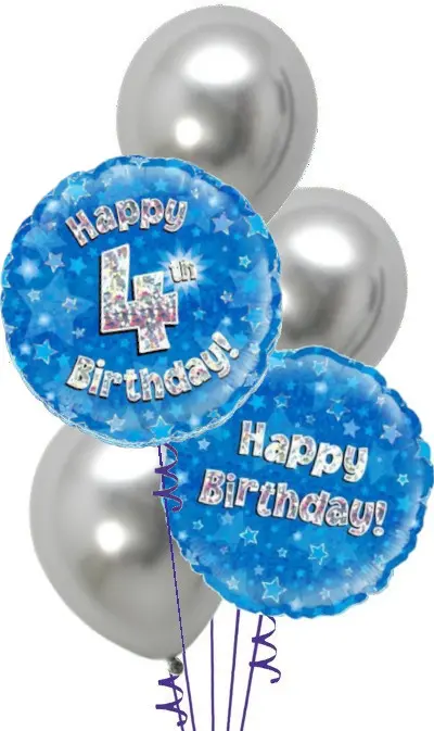 4th Blue + Silver Birthday Bouquet