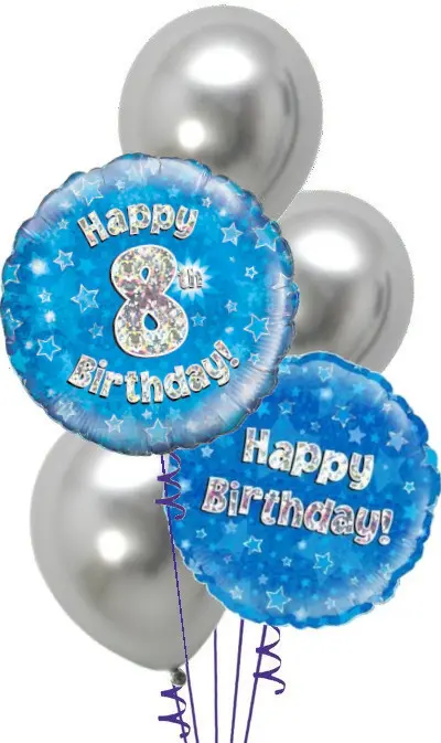 8th Blue + Silver Birthday Bouquet