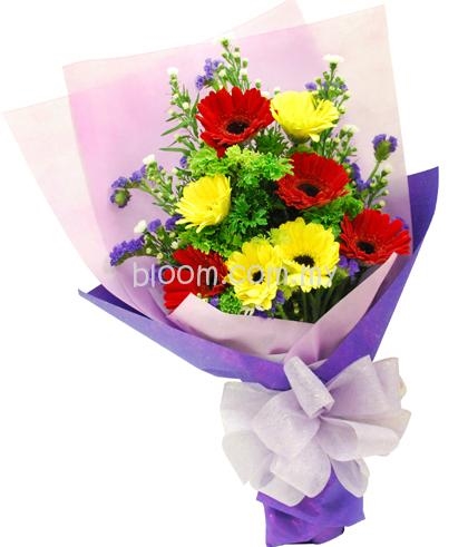 Gerbera Hand Bouquet 05 (10 Stalks Mix Colour Gerbera)