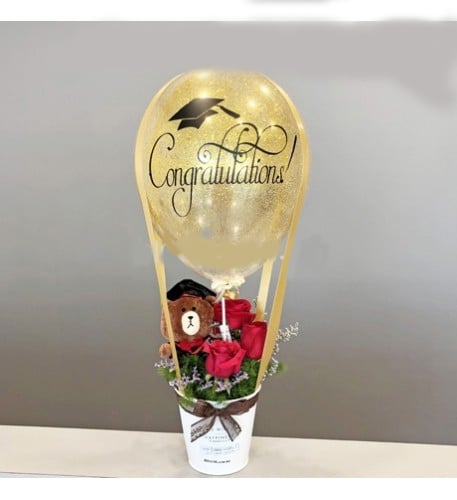 Hot Air Balloon 19 (Graduation White Line Toy Hot Air Balloon With Standard Wording)