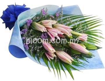 Lily Hand Bouquet 14 (10 Stalks Stargazer Lily)