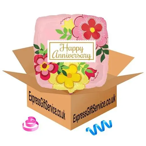 Flowery Anniversary Standard Foil Balloon