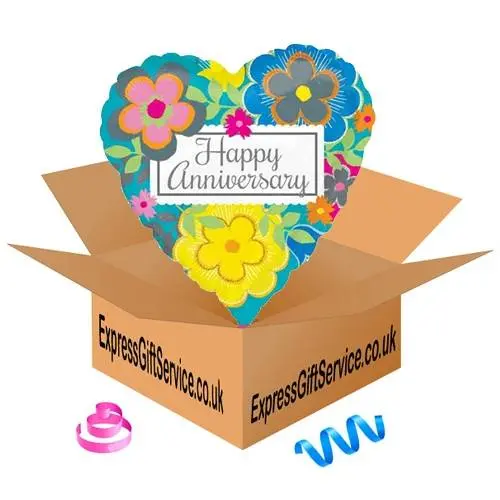 Bright Floral Anniversary Foil Balloon