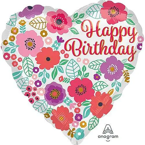 Floral Print Birthday Foil Balloon