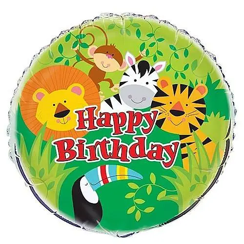 Animal Jungle Happy Birthday Foil Balloon