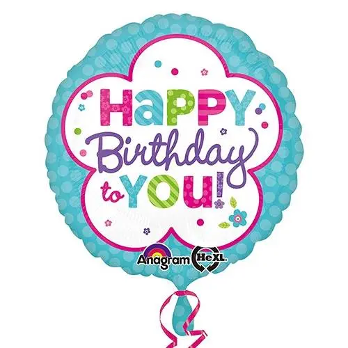 Pink & Teal Happy Birthday Balloon