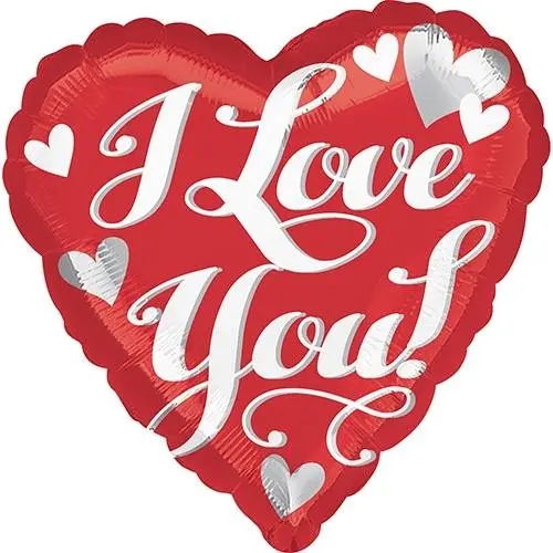 I Love You White Script Standard Foil Balloon