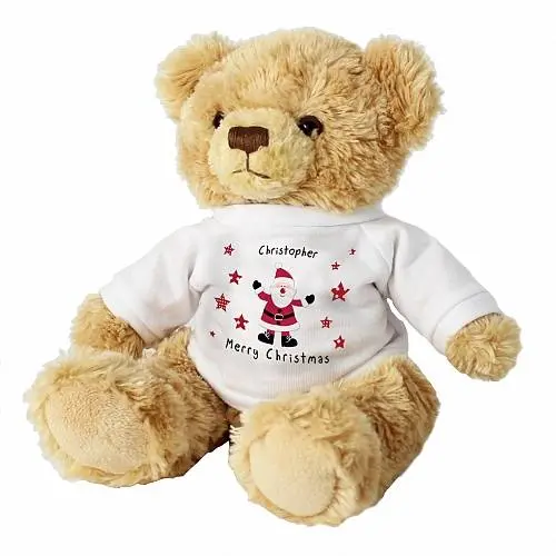 Personalised Spotty Santa Message Bear