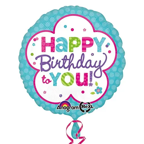 Pink & Teal Happy Birthday Balloon