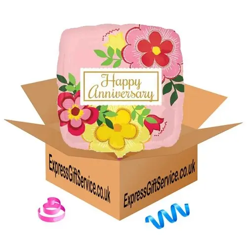 Flowery Anniversary Standard Foil Balloon