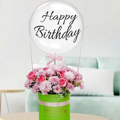 Birthday Blooms With Balloon