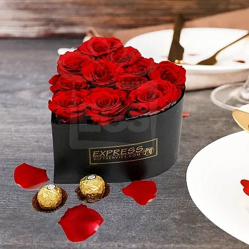 12 Red Roses In Signature Heart BoxSignature Heart Box