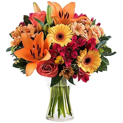 Peach Lilies and Roses