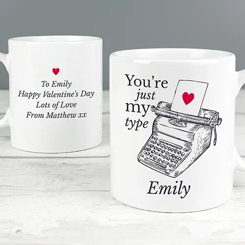 Personalised Just My Type Valentines Mug