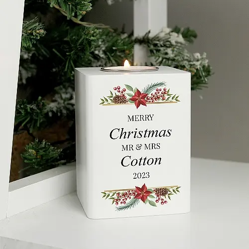 Personalised Christmas Wooden Tealight Holder