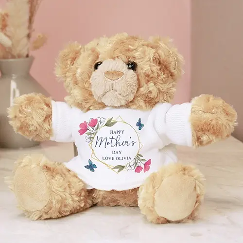 Personalised Geometric Floral Teddy Bear