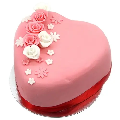Rose Topped Heart Cake (7 Inch)