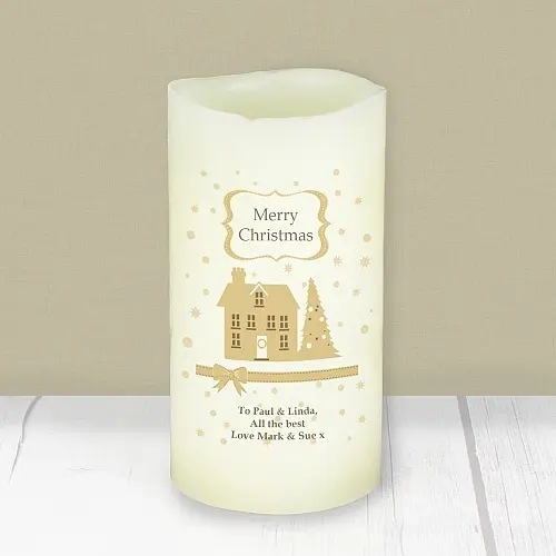 Personalised Festive Village LED Candle