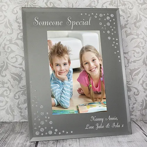 Personalised Any Message Diamante 6x4 Portrait Glass Photo Frame