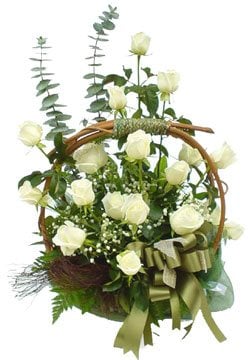 White Roses Basket
