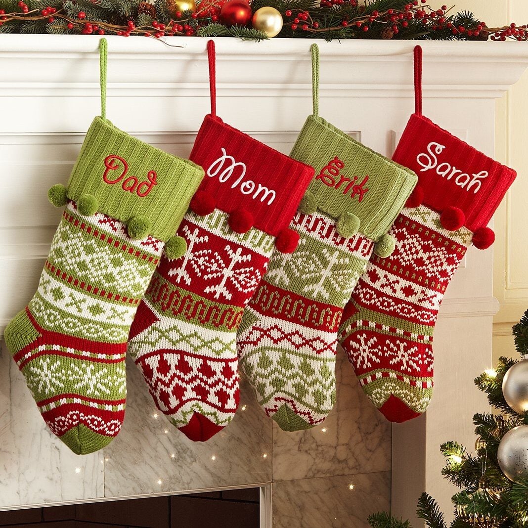 Knit Argyle/Snowflake Personalized Stockings