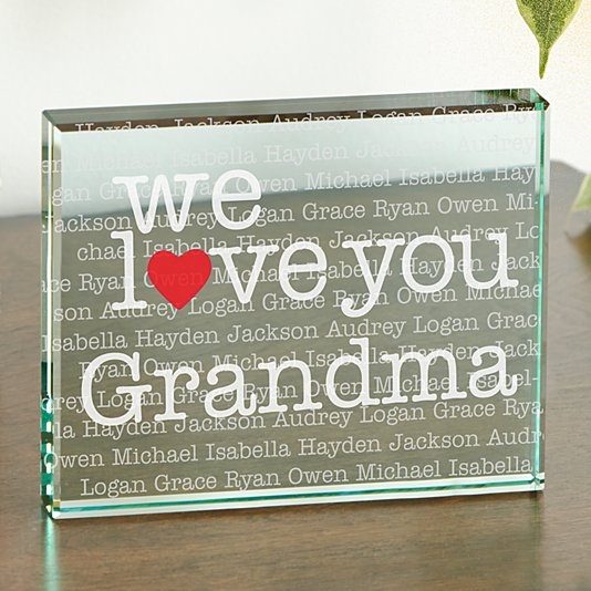 I/We Heart 2 Sided Glass Block