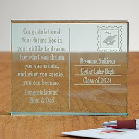 Graduation Postcard Glass Block