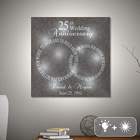 TwinkleBright LED Rings of Love Anniversary Canvas