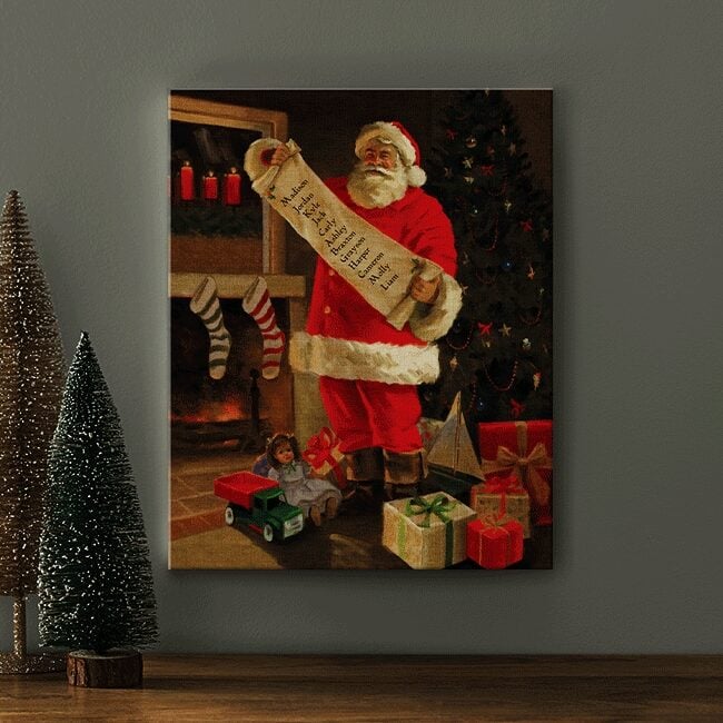 Twinkle Bright LED Santa's List Canvas