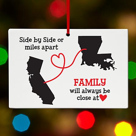Miles Apart, Close at Heart Rectangle Ornament