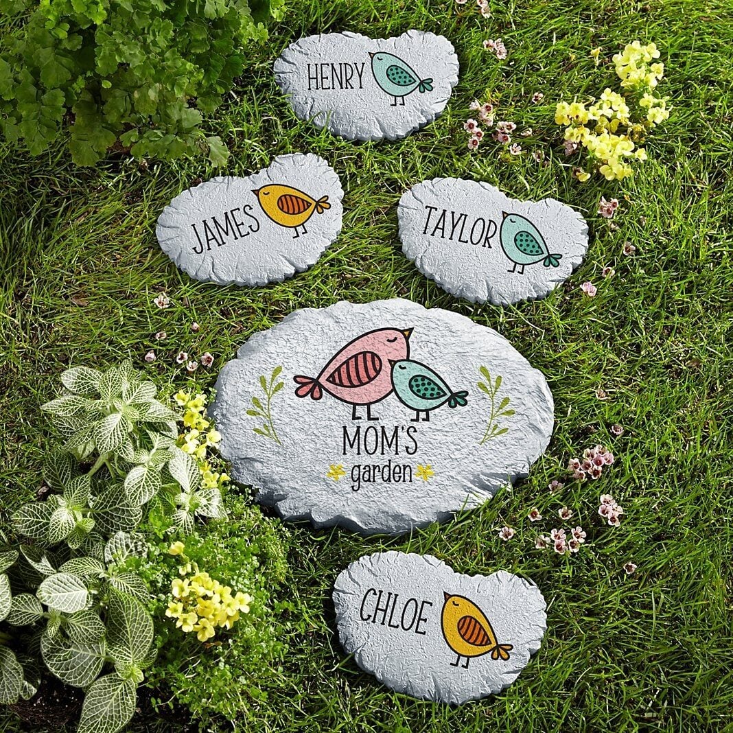 Colorful Little Birdies Garden Stone