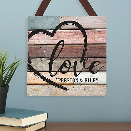 Scripted Heart Wood Plaque