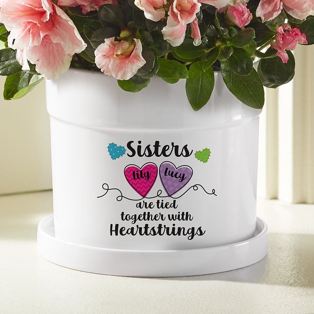 Sisters and Friends Heartstrings Planter with Tray