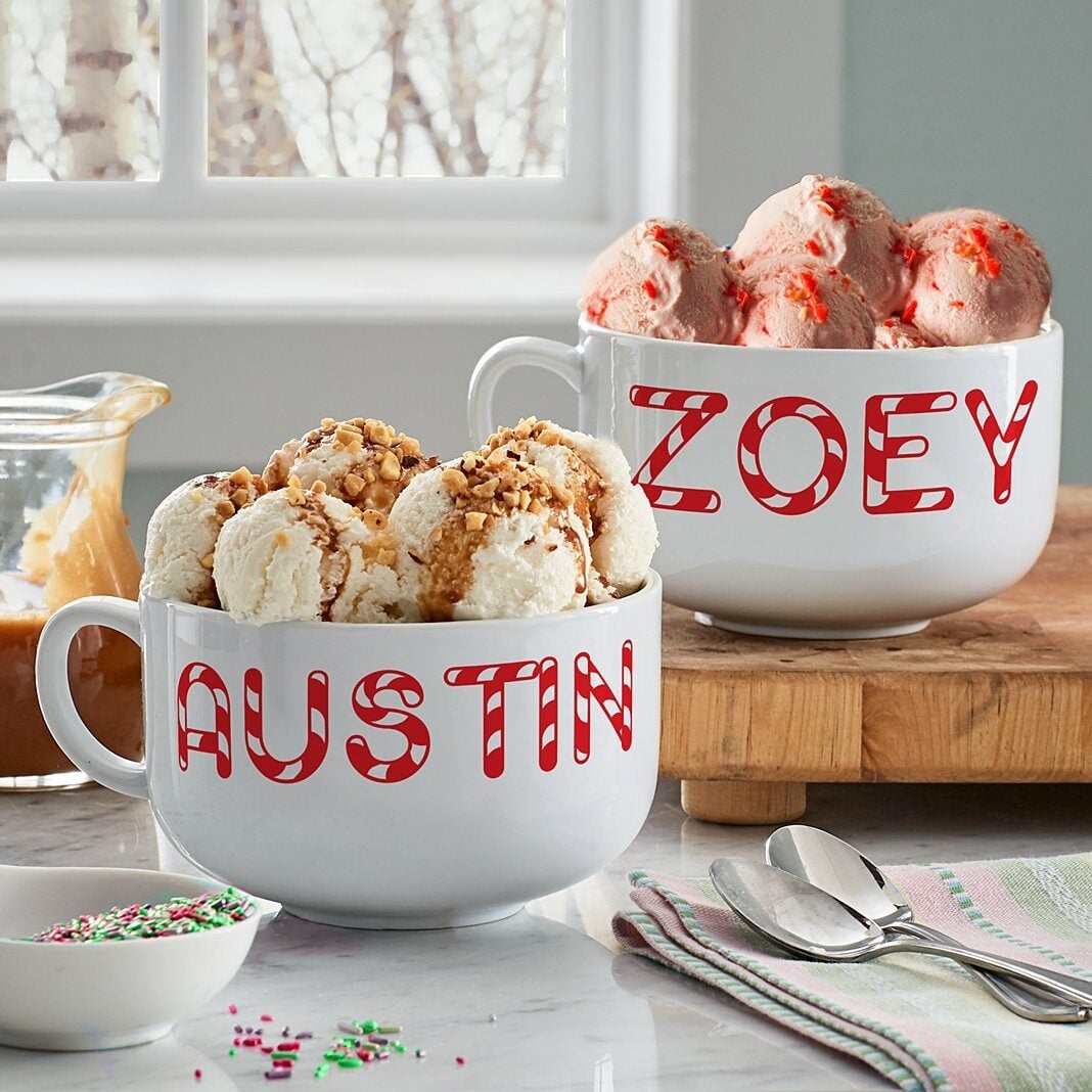 Candy Cane Name Bowl