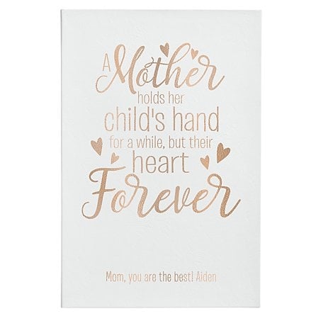 A Mother Holds Her Child's Hand Leather Wall Art