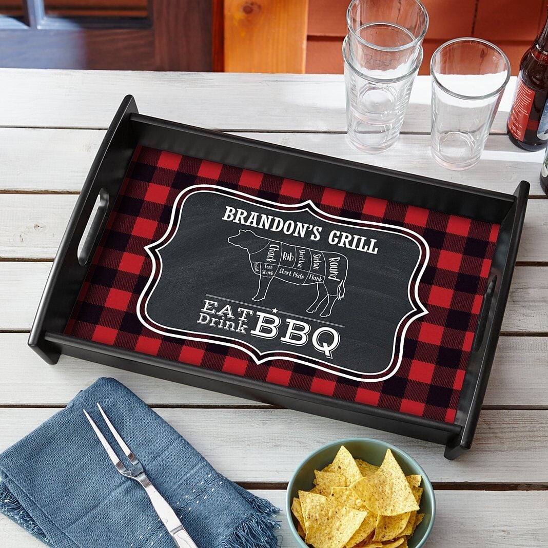 Eat Drink BBQ Wood Tray