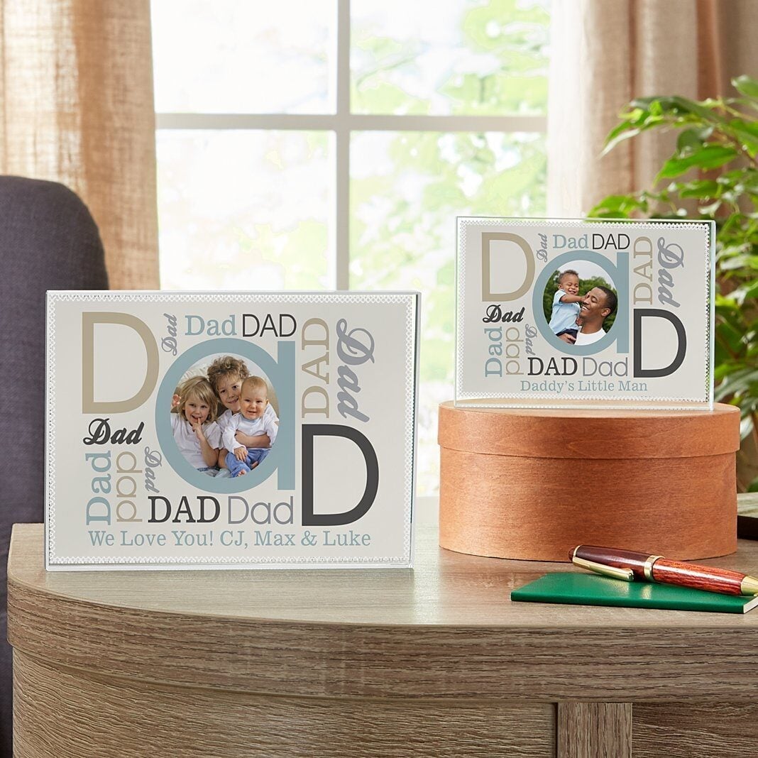 DAD Photo Message Glass Block
