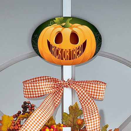 Jack-O-Lantern Wreath Holder With Plaque (Plaque)