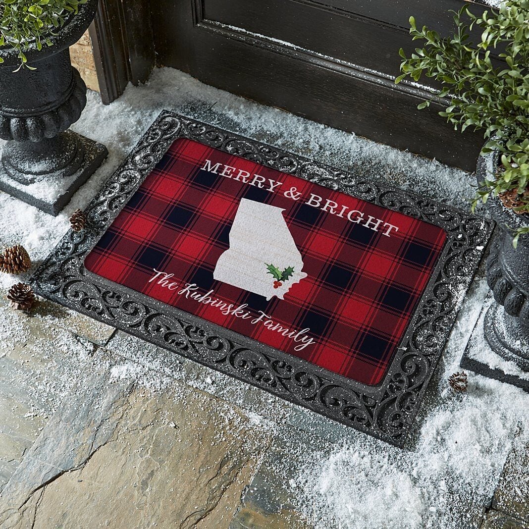Buffalo Plaid State Doormat (17x27)