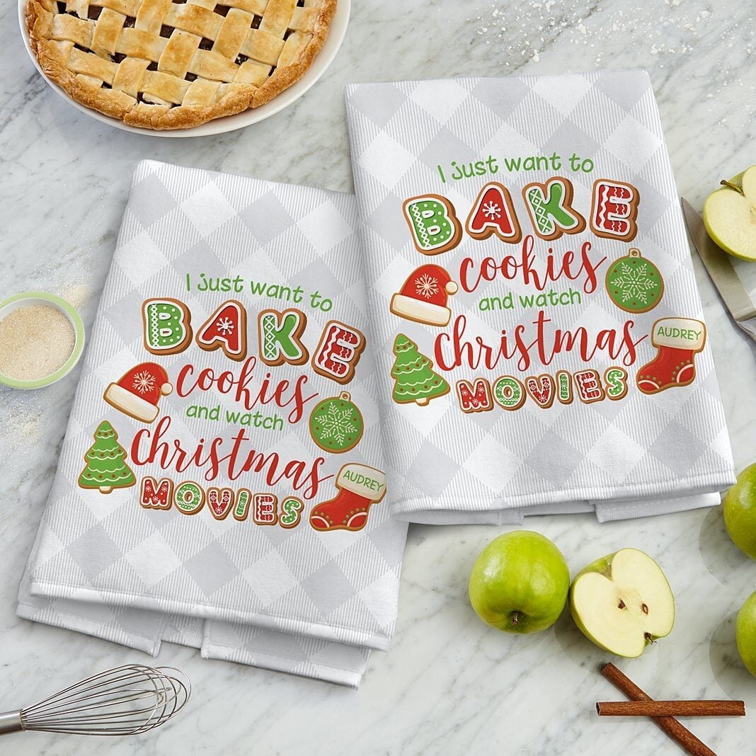 Bake Cookies and Watch Christmas Movies Towel (Set of 2)